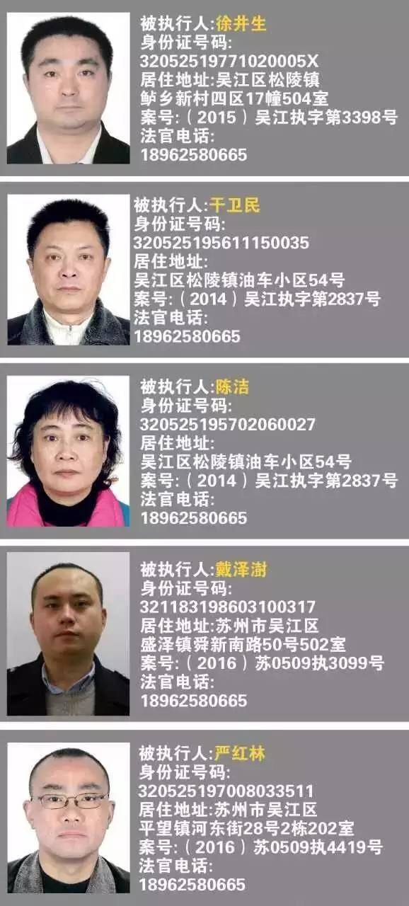 苏州吴江公布最新失信被执行人名单