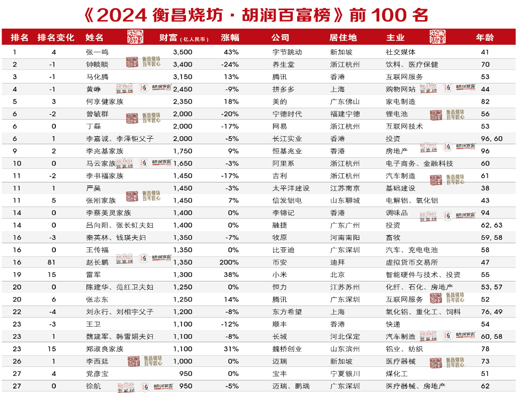 最新富豪排行榜2024，财富格局变化与未来展望